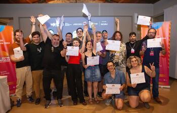 Los ganadores de la cuarta edición del Mercado Audiovisual Entre Fronteras, que culminó ayer en la ciudad de Puerto Iguazú.