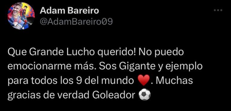 El elogio de Luis Suárez y la repuesta de Adam Bareiro.