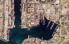 Imagen de Planet Labs PBC en la que se muestra parte del estrecho de Ormuz, entre Irán y Omán. (archivo)