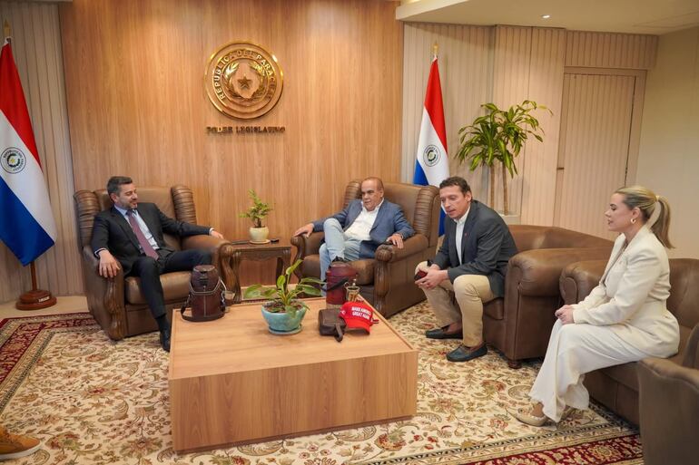 El vicepresidente Pedro Alliana, el presidente del Senado, Basilio "Bachi" Núñez, el senador Juan Carlos "Nano" Galaverna y la senadora Lizarella Valiente.