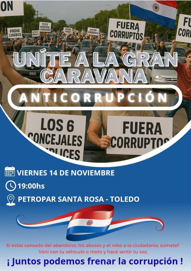 Caravana contra la Corrupción en J. Augusto Saldívar.