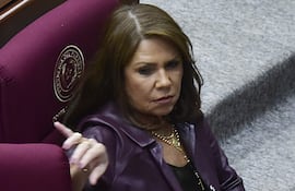 La senadora Celeste Amarilla (PLRA), ayer en la sala de sesiones del Senado.