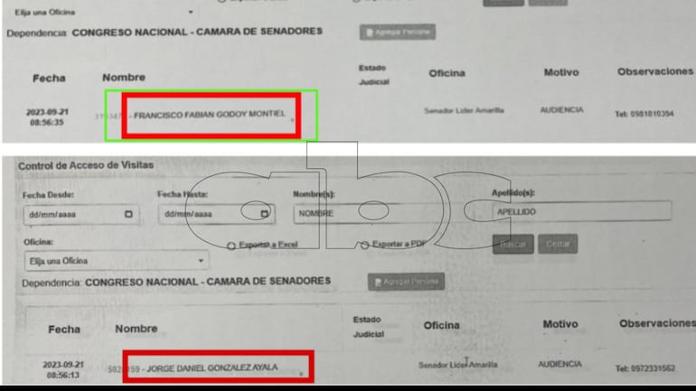 Los agentes especiales de la Senad Jorge González y Francisco Fabián Godoy, también se reunieron con el legislador Líder Amarilla.