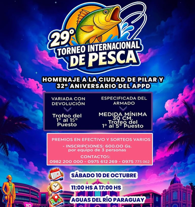 Preparan el 29° Torneo Internacional de Pesca por los 247 años de Pilar