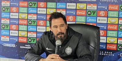 El entrenador de Olimpia, Pablo "Vitamina" Sánchez en la conferencia de prensa previa al duelo ante Vasco da Gama, por el Grupo G de la Copa Sudameriana.