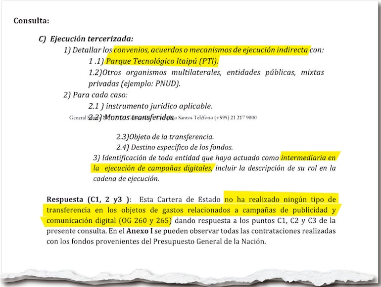 La respuesta al Senado ocultó la operativa vía PTI-PY, a pesar de existir millonarias gestiones.
