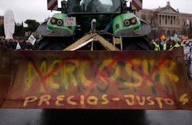 Manifestación en España contra el acuerdo comercial Mercosur-UE.