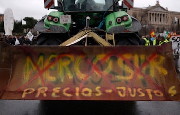 Manifestación en España contra el acuerdo comercial Mercosur-UE.