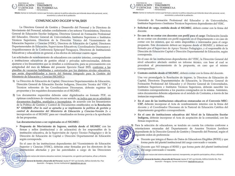 Por criterio del MEC, los docentes colocados en concurso tienen prioridad en la selección de cargos interinos.