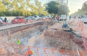 La zona de obras sobe la autopista Silvio Pettirossi.
