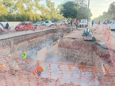 Los trabajos de armado de la estructura base del futuro viaducto en zona de Las Residentas.