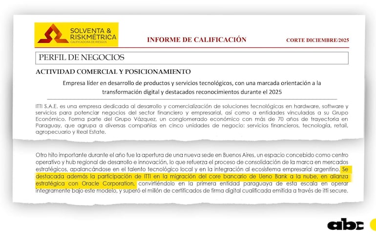 Informe de ITTI S.A.E. sobre desarrollo tecnológico y transformación digital, con encabezado en texto claro y sin personas visibles.