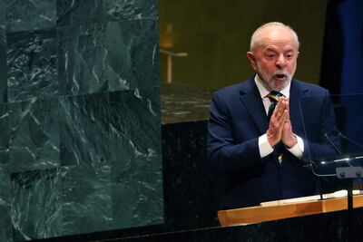 El presidente de Brasil, Luiz Inácio Lula da Silva, habla durante la 80ª sesión de la Asamblea General de las Naciones Unidas.