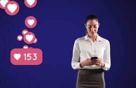 Concepto de apps de citas, likes, romance, smartphone.