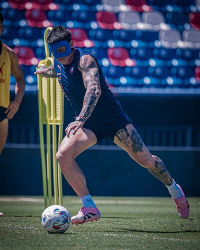 La protección facial que utilizará Juan Manuel Iturbe.