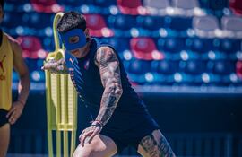 La protección facial que utilizará Juan Manuel Iturbe.