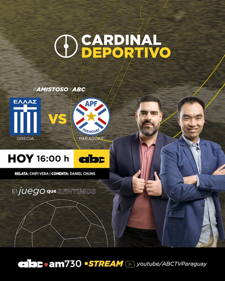 Grecia vs Paraguay por ABC Cardinal y ABC Paraguay en Youtube.