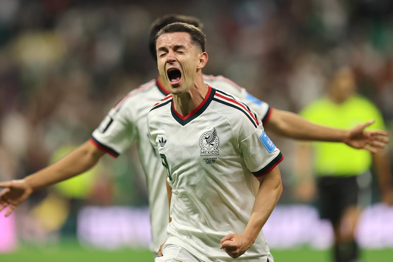 Álvaro Fidalgo de México celebra un gol este miércoles, en un partido del grupo A del Mundial de la FIFA 2026 entre República Checa y México en el estadio Azteca en Ciudad de México (México). 