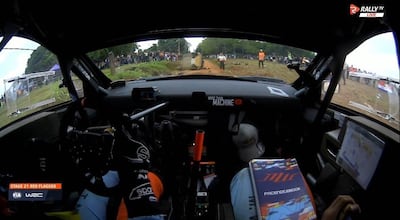 El Toyota GR Yaris Rally1 de Takamoto Katsuta volcado en el tramo de la SS21 del Rally del Paraguay 2026.