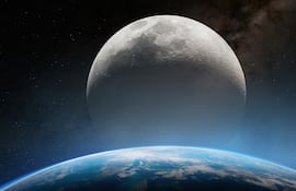 Luna. Escena astronómica conceptual que ilustra la exploración espacial, la ciencia y la visión de la humanidad del futuro en el espacio exterior. Elementos de esta Imagen proporcionados por la NASA.