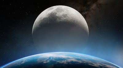 Luna. Escena astronómica conceptual que ilustra la exploración espacial, la ciencia y la visión de la humanidad del futuro en el espacio exterior. Elementos de esta Imagen proporcionados por la NASA.