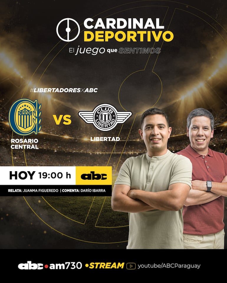 Rosario Central vs. Libertad, por ABC Cardinal 730 AM y ABC Paraguay en Youtube.