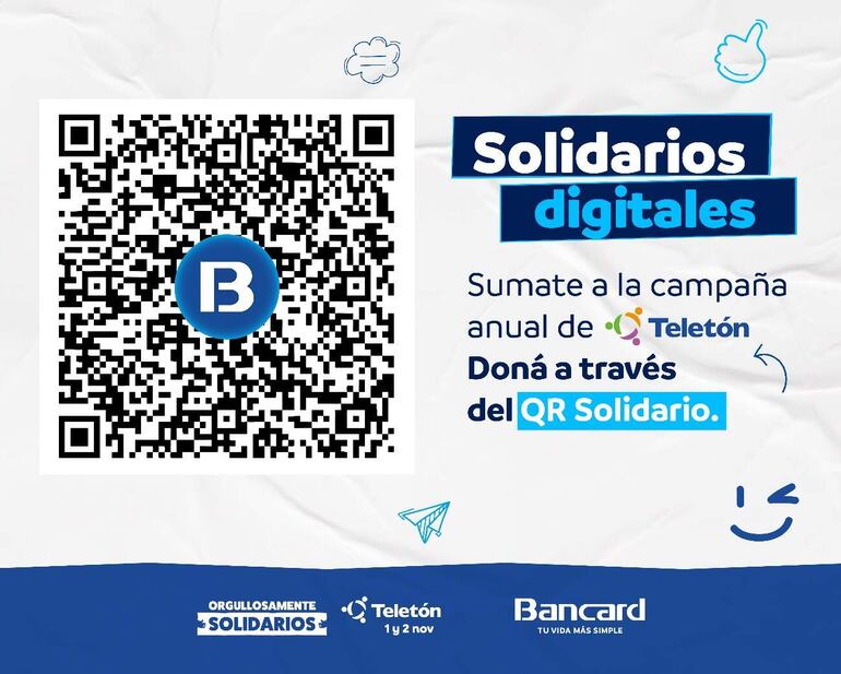 El QR de Bancard para donar a Teletón.

