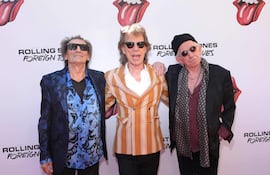 De izquierda a derecha: Ronnie Wood, Mick Jagger y Keith Richards durante la presentación del nuevo disco de The Rolling Stones.