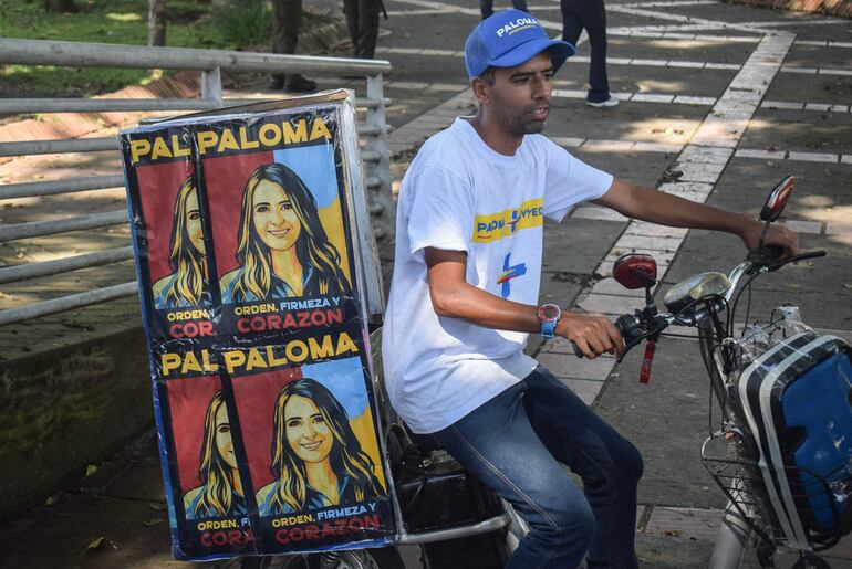 Campaña de la aspirante presidencial colimbiana, Paloma Valencia, en Popayan, región del Cauca.