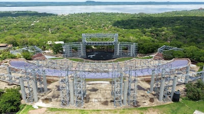 Sobrevuelo con drone Anfiteatro Jose Asuncion Flores de San Bernardino. Interior 14 de noviembre de 2025.
Foto Enrique Manuel Montti Mendez