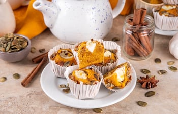 Muffins especiados de queso crema y calabaza. Imagen ilustrativa.