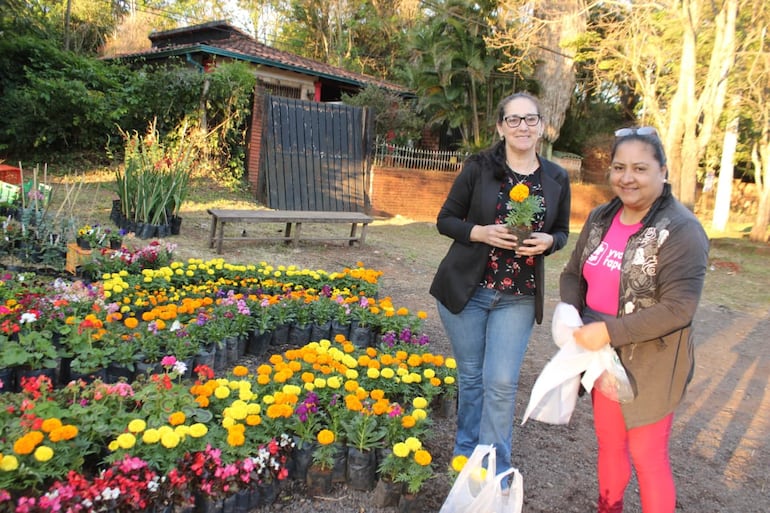 Los visitantes disfrutan de la variedad de plantas y flores que se exponen en el Yvoty Rape.