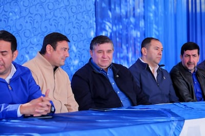 Alcides Riveros (centro) junto a Ricardo Estigarribia (Izq), Antonio Buzarquis y Líder Amarilla.