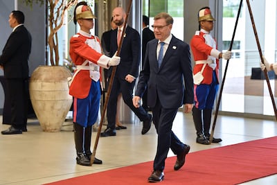 El ministro de Relaciones Exteriores de Alemania Johann Wadephul a su arribo a la cumbre del Mercosur, realizada el martes último en Paraguay.