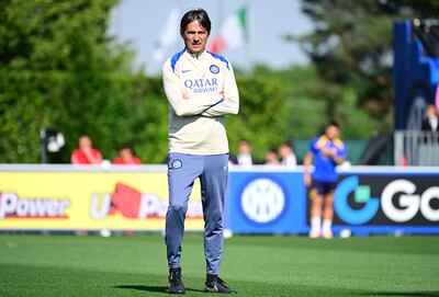 El italiano Simone Inzaghi, entrenador del Inter de Milán, en el entrenamiento del plantel antes de final de la Champions League frente al PSG en el Allianz Arena, en Múnich, Alemania.