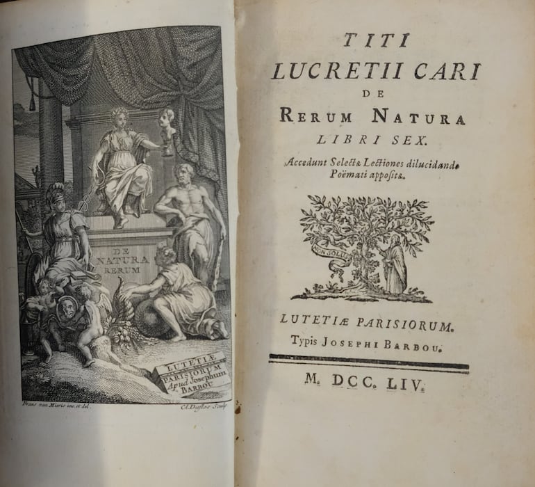 Una edición de 1754 de "De Rerum Natura", de Lucrecio
