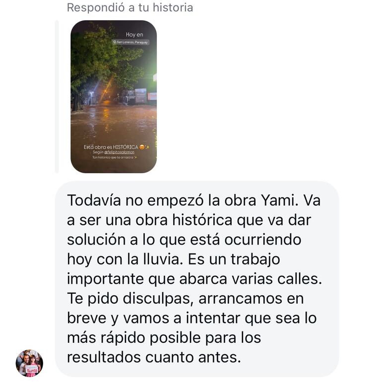 Ciudadana respuesta del intendente Felipe Salomón en  2025.