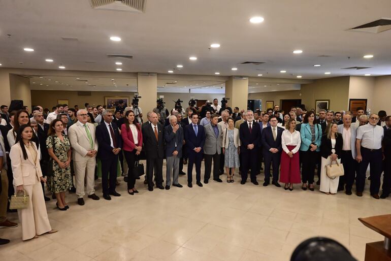 Empresarios y referentes de los gremios empresariales del sector industrial, presente durante el discurso de Fin de Año por parte del Ing. Enrique Duarte, este martes.