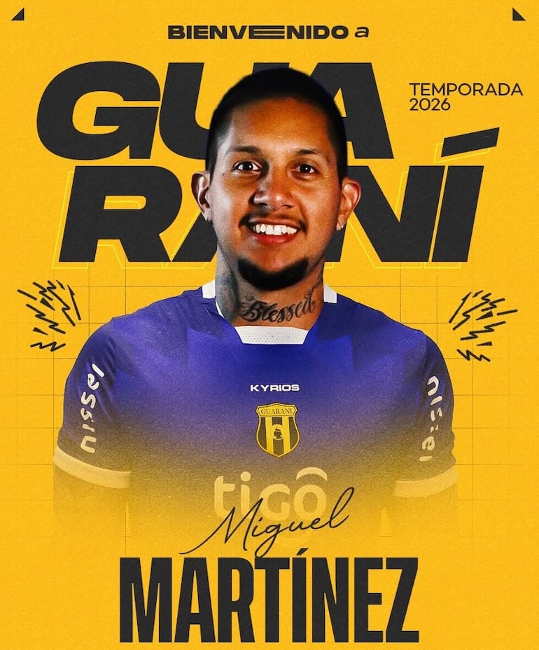 Miguel Ángel Ramón Martínez Irala, nuevo futbolista de Guaraní.