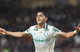 Ramón Sosa, en la celebración de su gol para el Palmeiras contra Remo.