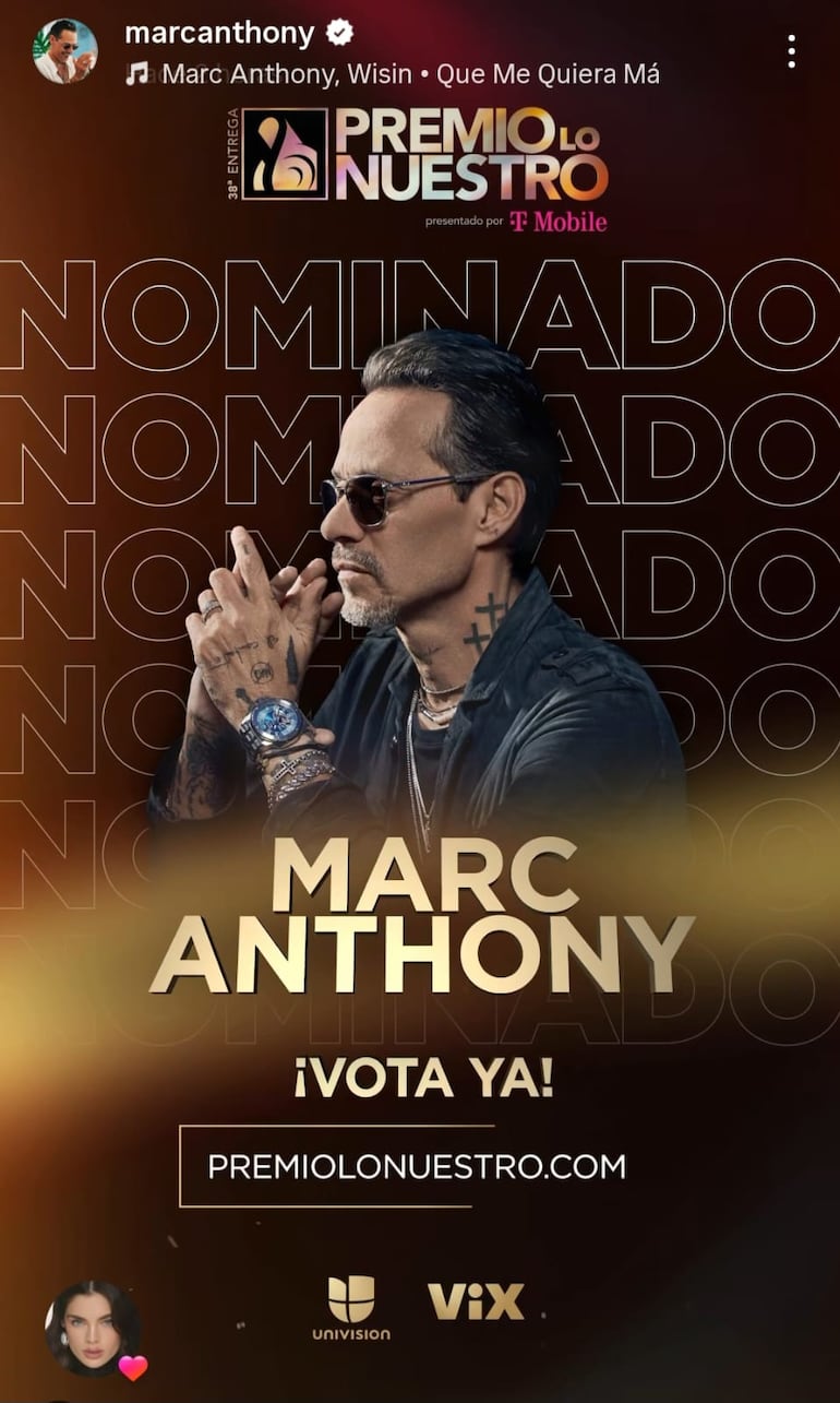 La publicación de Marc Anthony que encantó a Nadia Ferreira. (Instagram/Marc Anthony)