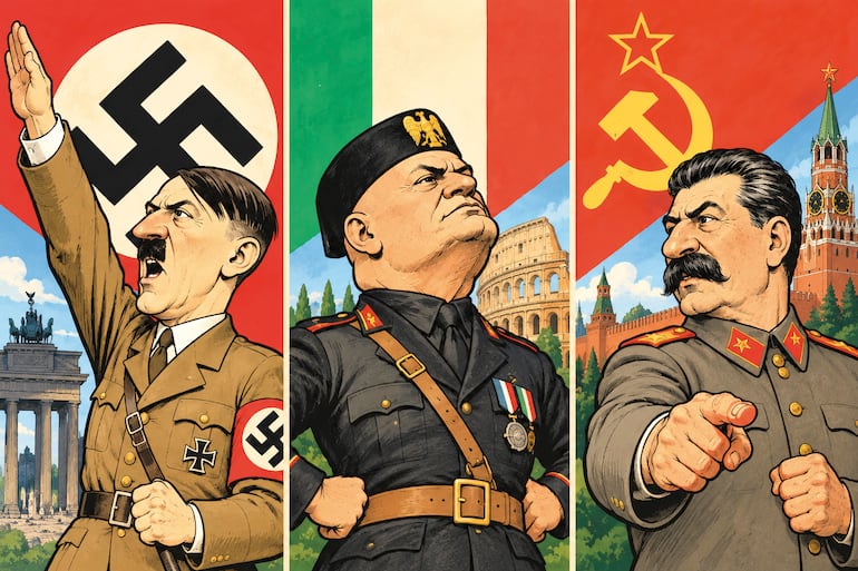 Hitler, Mussolini y Stalin.