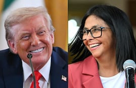 Combinación de fotos del presidente de Estados Unidos, Donald Trump, y la presidenta interina de Venezuela, Delcy Rodríguez.