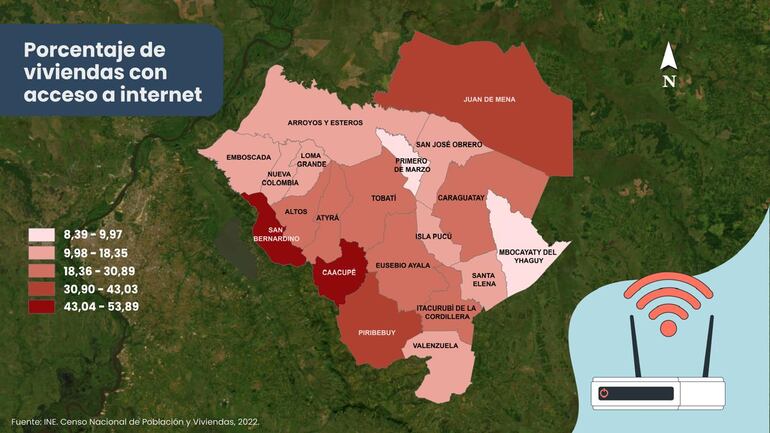 Acceso a internet en viviendas de Cordillera.