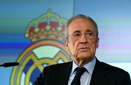 Florentino Pérez, presidente de Real Madrid, durante una conferencia de prensa en el centro de entrenamiento del club en Valdebebas, Madrid, España.