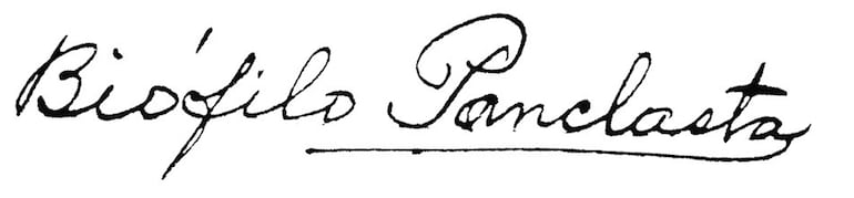Firma del legendario Biófilo Panclasta (pseudónimo del anarquista Vicente Rojas Lizcano, 1879 - 1942)