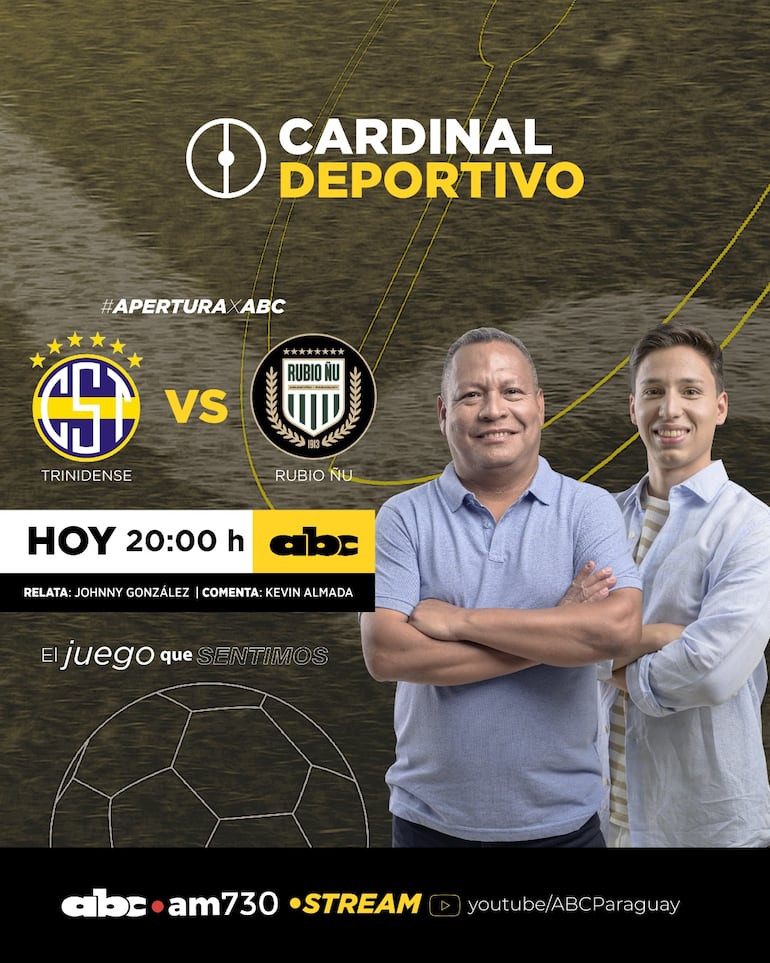 Sportivo Trinidense vs. Rubio Ñu por ABC Cardinal 730 AM y ABC Paraguay en Youtube.