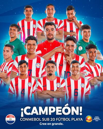 Los Pynandi derrotaron a Brasil en la final y se consagraron campeones del Sudamericano Sub 20 de fútbol Playa en Chile.