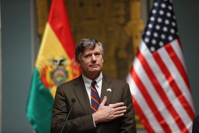 El subsecretario de Estado de Estados Unidos, Christopher Landau, en Bolivia.