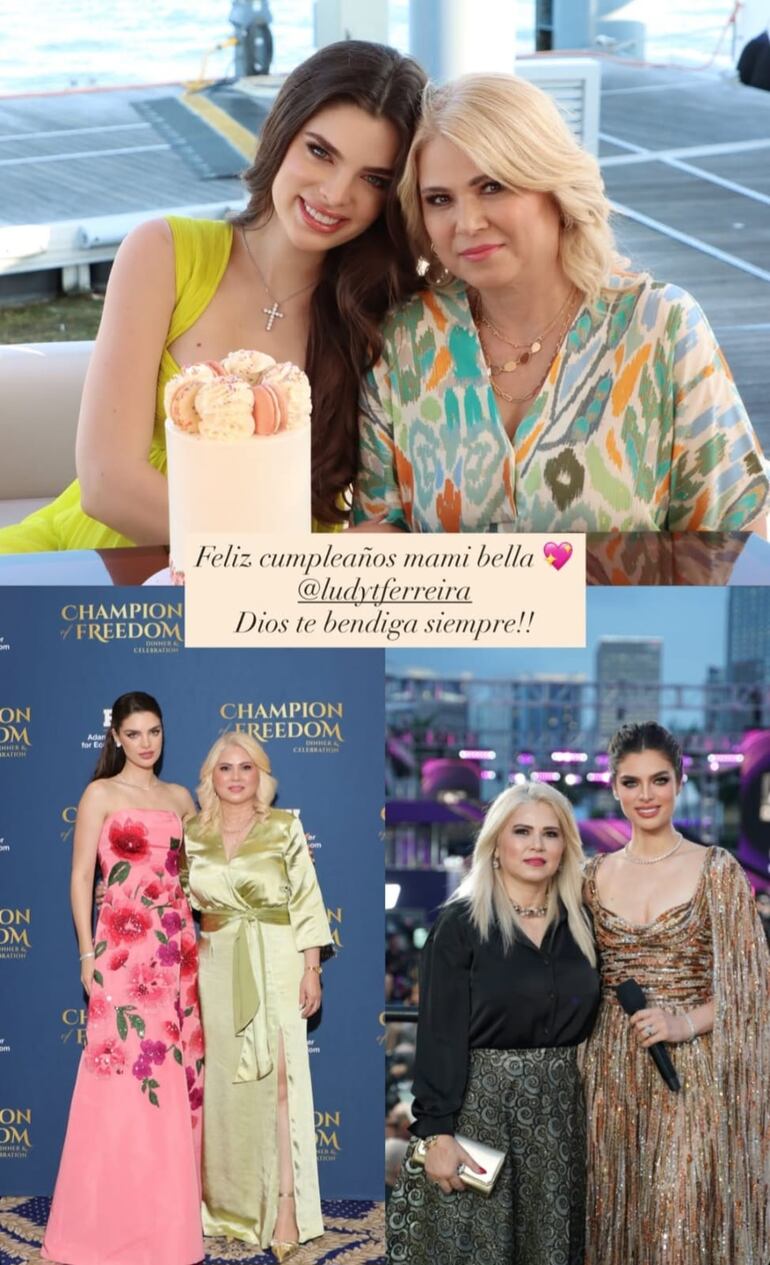 Nadia Ferreira preparó un collage de fotos para saludar a su mami Ludy Ferreira en su cumple. (Captura de la historia de Instagram de Nadia Ferreira)